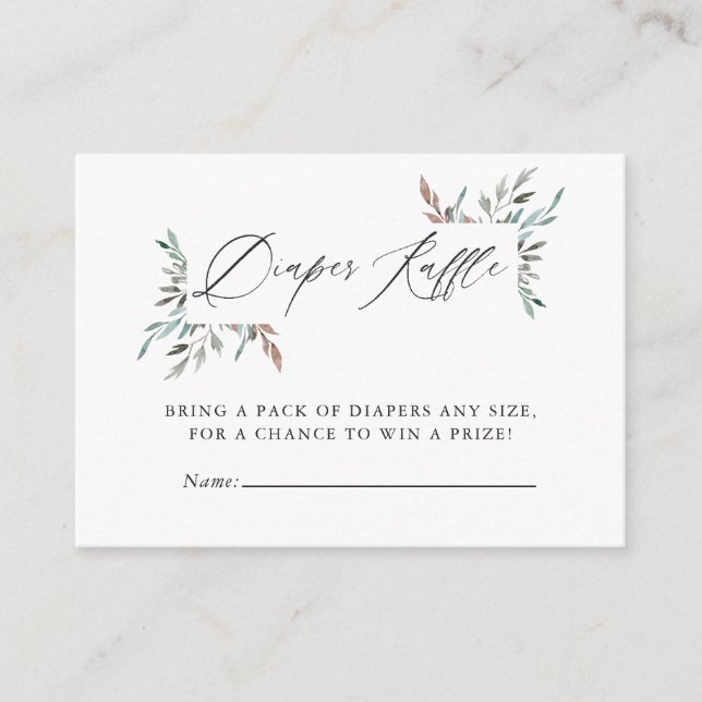 Rustic Greenery Winter Baby Shower Diaper Raffle Enclosure Card (Front)