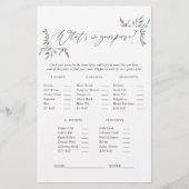 Rustic Greenery Winter Baby Shower Game (Front)