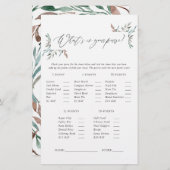 Rustic Greenery Winter Baby Shower Game (Front/Back)