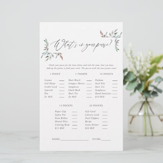 Rustic Greenery Winter Baby Shower Game (Standing Front)