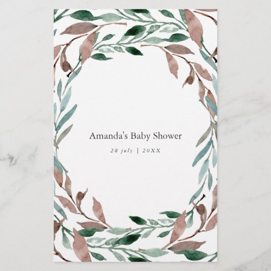 Rustic Greenery Winter Baby Shower Guess the Price (Back)