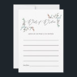 Rustic Greenery Winter Bridal Shower Advice Card<br><div class="desc">Watercolor leaves winter bridal shower advice for bride-to-be cards designed to be quickly and easily customized.</div>