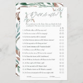 Rustic Greenery Winter Bridal Shower Game (Front/Back)