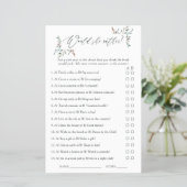 Rustic Greenery Winter Bridal Shower Game (Standing Front)