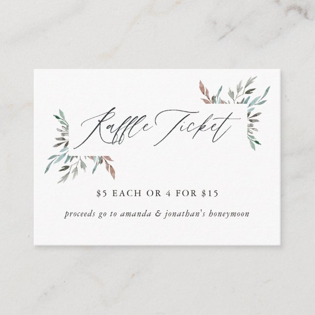 Rustic Greenery Winter Bridal Shower Raffle Ticket Enclosure Card (Front)