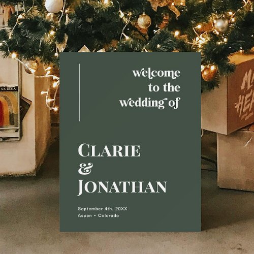 Rustic Greenery Winter Wedding Welcome Sign