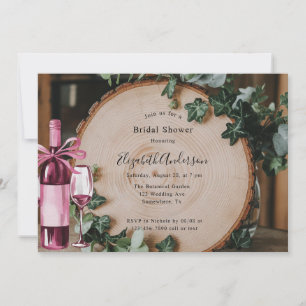 Rustic Greenery & Wood Slice Bridal Shower Invitation