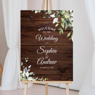 Rustic Greenery Wood Wedding Welcome Poster