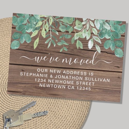  Rustic Greenery Wood Weve Moved Announcement