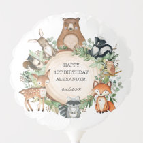 Rustic Greenery Woodland Animals Baby Birthday Balloon
