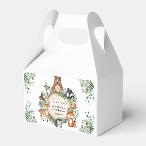 Rustic Greenery Woodland Animals Baby Birthday  Favor Boxes