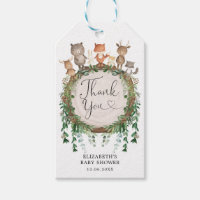 Rustic Greenery Woodland Animals Baby Shower Favor Gift Tags