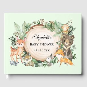 Rustic Greenery Woodland Animals Baby Shower Guest Book