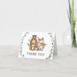 Rustic Greenery Woodland Animals Baby Shower Thank You Card