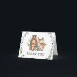 Rustic Greenery Woodland Animals Baby Shower Thank You Card<br><div class="desc">Personalize this rustic greenery woodland thank you card with your own wordings easily and quickly.  Simply press the customize it button to further re-arrange and format the style and placement of the texts.   Matching items available in store.  (c) The Happy Cat Studio</div>
