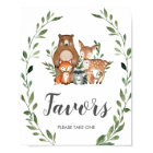 Rustic Greenery Woodland Animals Favors Sign 