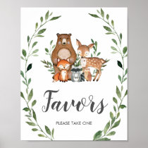 Rustic Greenery Woodland Animals Favors Sign