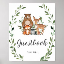 Rustic Greenery Woodland Animals Guestbook Sign