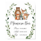 Rustic Greenery Woodland Animals Momosa Bar Sign