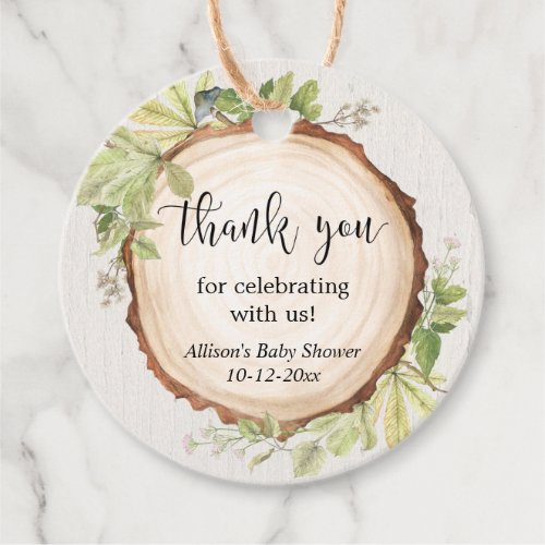 Rustic greenery woodland baby shower favor tags