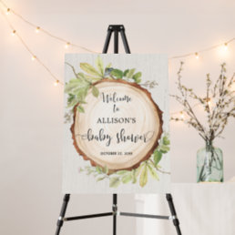 Rustic greenery woodland baby shower welcome sign