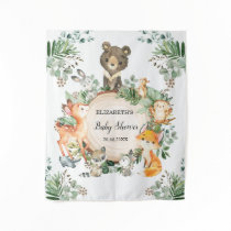Rustic Greenery Woodland Forest Animals Welcome Tapestry
