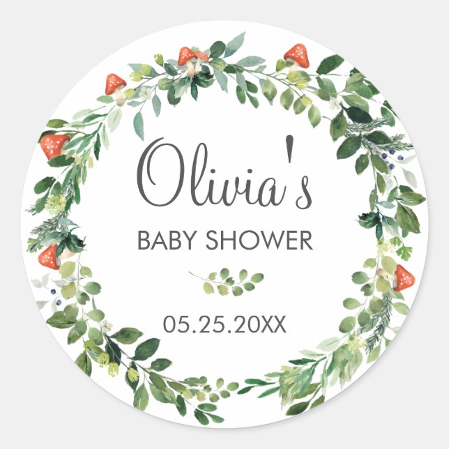 Rustic Greenery Wreath Baby Shower Thank You Favor Classic Round Sticker (Front)