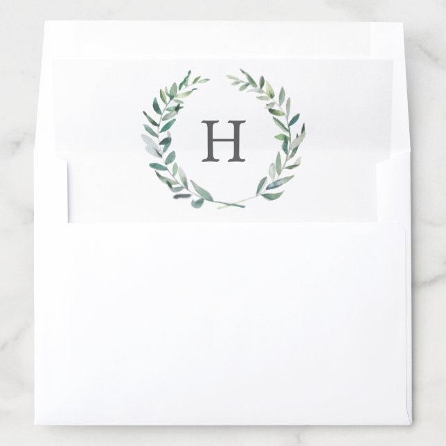 Rustic Greenery Wreath Monogram Elegant Wedding Envelope Liner (In Envelope)