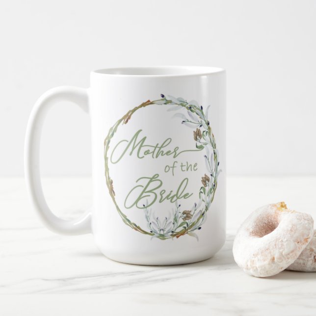 Rustic Greenery Wreath Mother of the Bride Coffee Mug (With Donut)