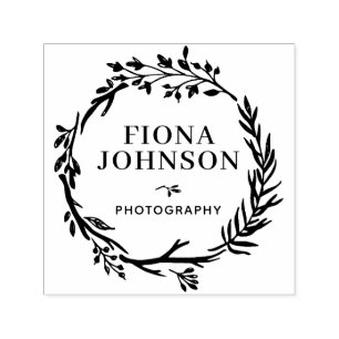 Rustic Greenery Wreath Personal Profession Self-inking Stamp
