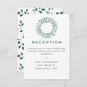 Rustic Greenery Wreath   Wedding Reception Insert Invitation