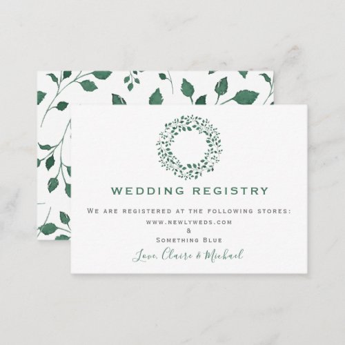 Rustic Greenery Wreath  Wedding Registry Insert