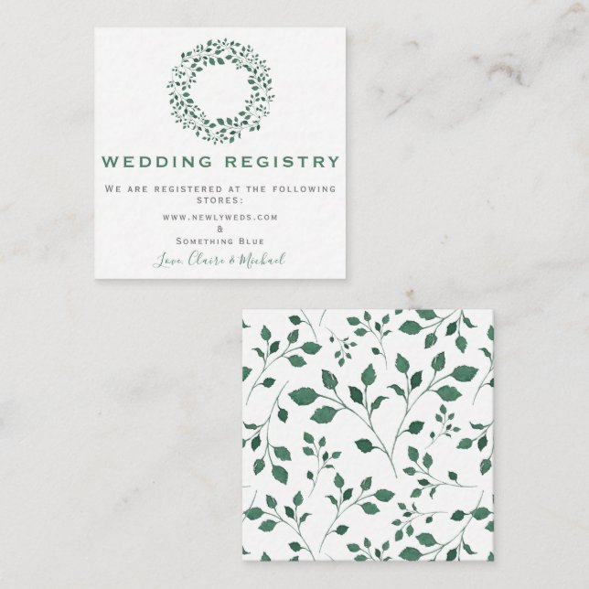 Rustic Greenery Wreath | Wedding Registry Insert (Front/Back)