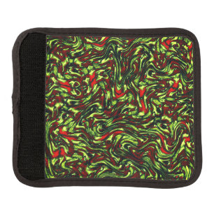 Rustic greenish yellow and vivid red curves luggage handle wrap