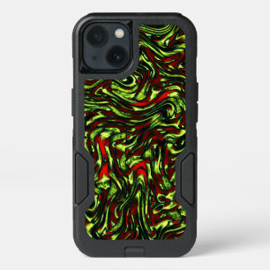 Rustic greenish yellow and vivid red curves iPhone 13 case