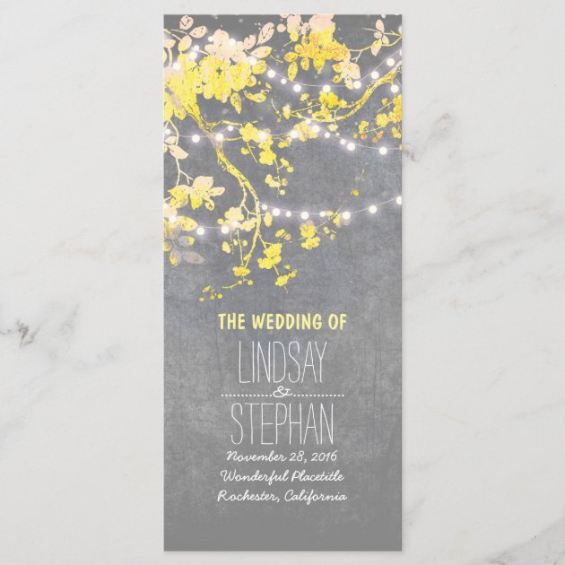 Rustic Grey And Yellow Branches Wedding Programs