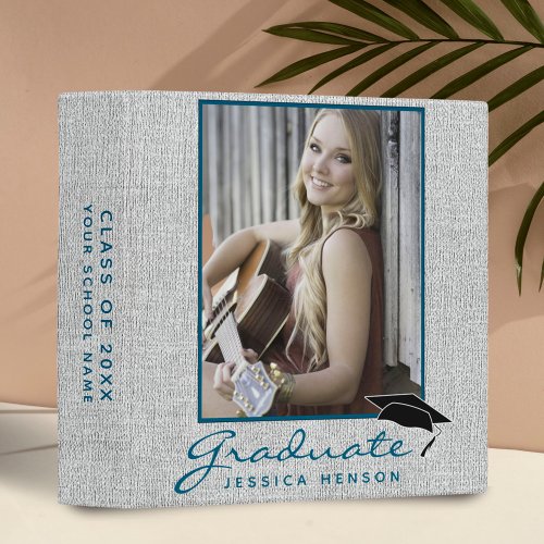 Rustic Grey Blue Graduation Keepsake Photo Album 3 Ring Binder