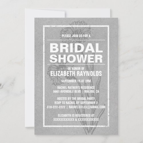 Rustic Grey Bridal Shower Invitations