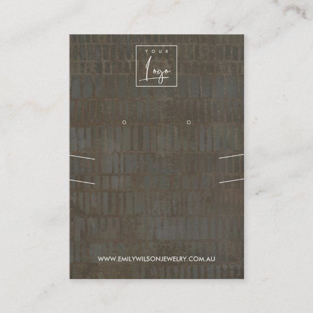 RUSTIC GREY BRONZE LINE NECKLACE EARRING DISPLAY BUSINESS CARD (Front)