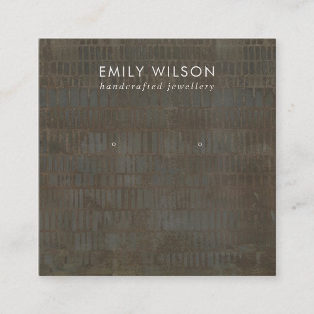 RUSTIC GREY BRONZE  LINE STUD EARRING DISPLAY CARD (Front)