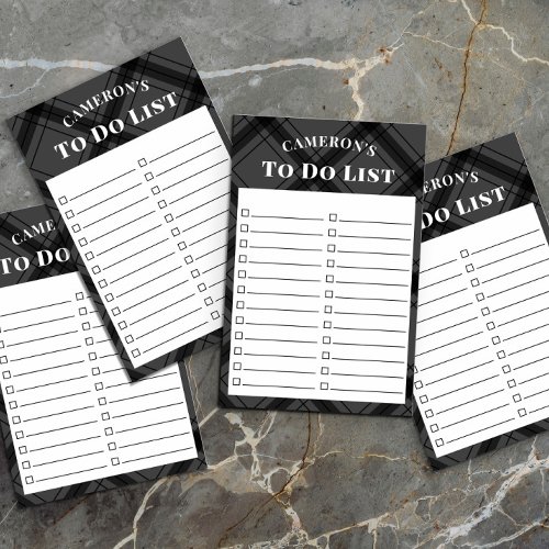 Rustic Grey Plaid To Do List Post_it Notes