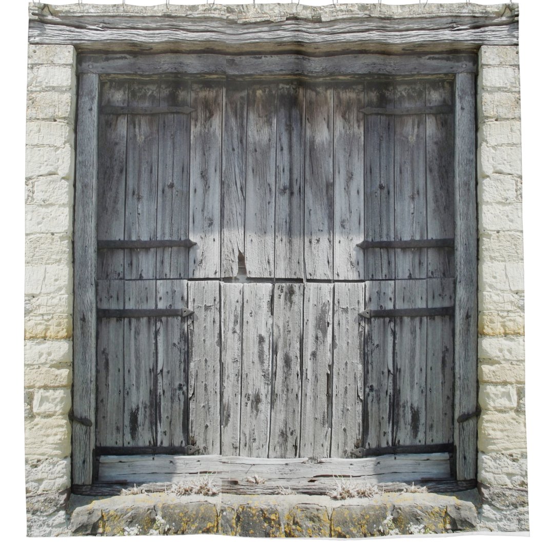 Rustic Grey Weathered Wood Stone Barn Door Shower Curtain Zazzle
