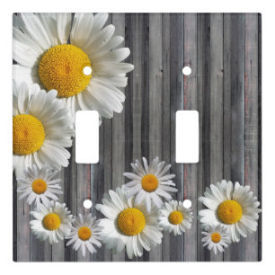 Rustic Grey Wood and Daisy Switch Plate