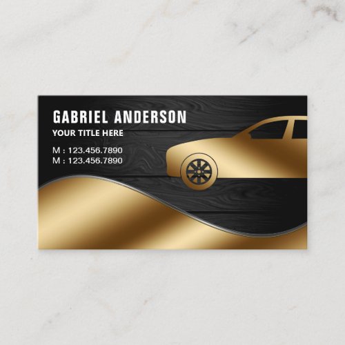 Rustic Grey Wood Gold Luxury Car Hire Chauffeur Business Card