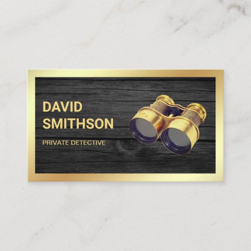 Rustic Grey Wood Private Investigator Detective Business Card