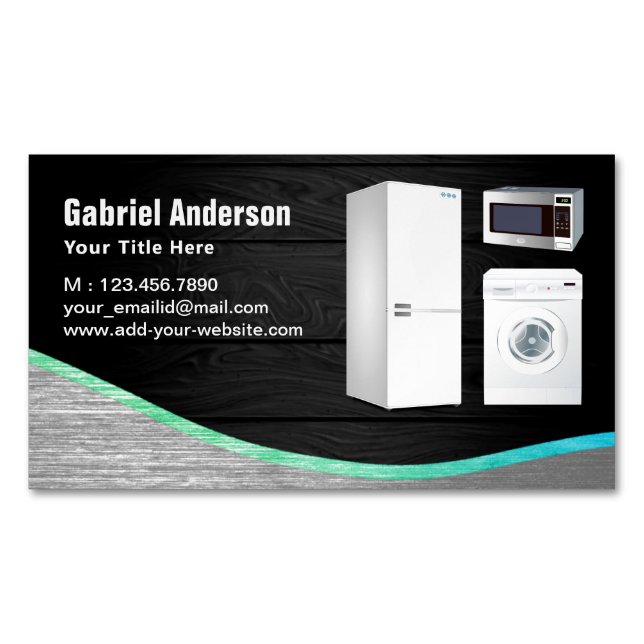 Rustic Grey Wood Steel Home Appliances Repair Business Card Magnet (Front)