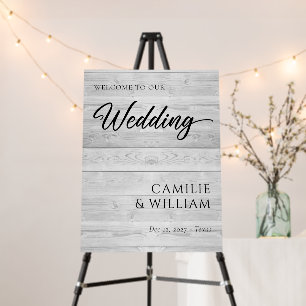 Rustic Grey Wood Wedding Welcome Sign