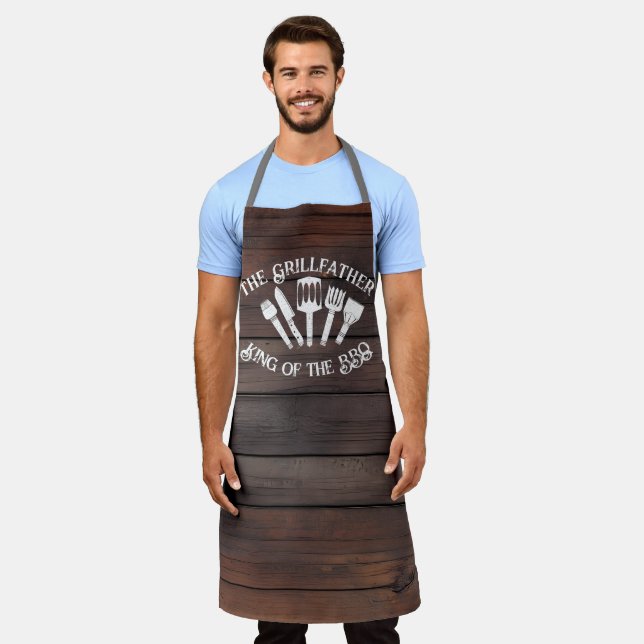 Rustic Grilling Gift for Men – The GrillFather Apron (Worn)