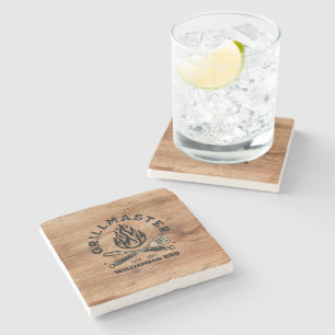 Rustic GRILLMASTER Custom Stone Coaster