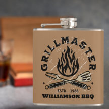 Rustic GRILLMASTER custom Vinyl Wrapped Flask